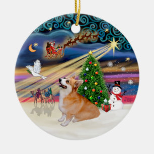 Ornamento De Cerâmica Mágica de Natal - Welsh Corgi (Pembroke 7b)