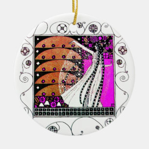 Ornamento De Cerâmica MÁGICA do marrom violeta do PRIMAVERA