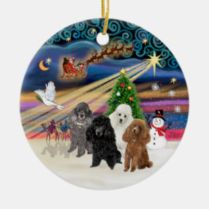 Ornamento De Cerâmica Mágica do Natal - Poodles (QUATRO BRINQUEDOS)
