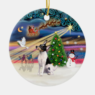 Ornamento De Cerâmica Mágica do Xmas - Fox Terrier Toy