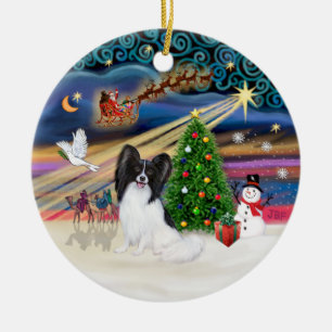 Ornamento De Cerâmica Mágica do Xmas - Papilão (branco-preto)