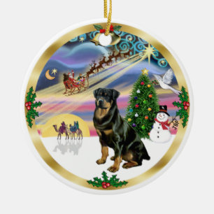 Ornamento De Cerâmica Mágica do Xmas - Rottweiler 3