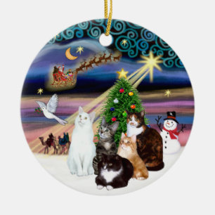 Ornamento De Cerâmica Mágica Xmas - Cinco gatos (ASH)