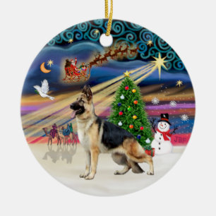 Ornamento De Cerâmica Mágica Xmas - German shepherd 13