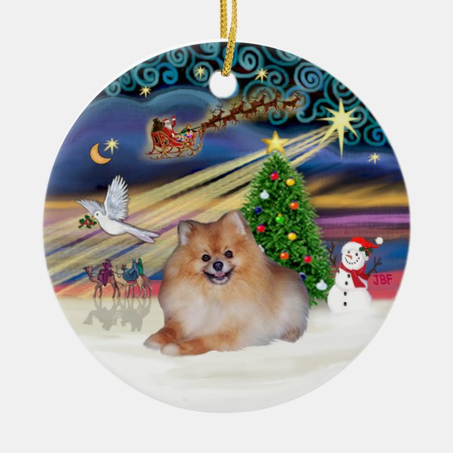 Ornamento De Cerâmica Mágica Xmas - Pomerânia 4 (Frente)