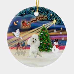 Ornamento De Cerâmica Mágica Xmas - Poodle Miniatura Branca