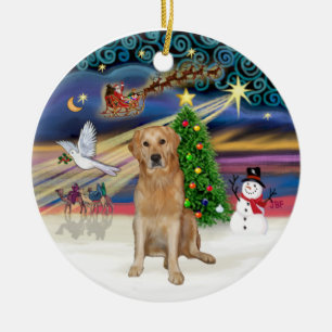 Ornamento De Cerâmica Mágica Xmas - Retriever de Ouros (K)