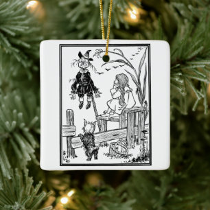Ornamento De Cerâmica Mágico de Oz Vintage, Dorothy Toto Encontra Espant