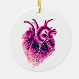 Ornamento De Cerâmica Magnet Anatomic Heart pink neon elétrico