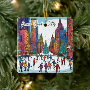 Ornamento De Cerâmica Magnet da Cidade Funky Coletiva - Hora de Natal NY