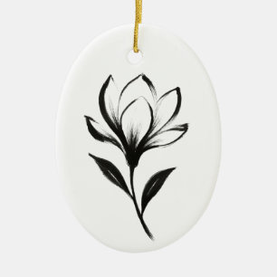 Ornamento De Cerâmica Magnólia em Estilo de Tinta – Desenho Floral Elega