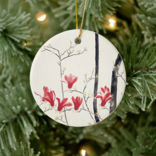 Ornamento De Cerâmica Magnolia Tree por Kobayashi Kokei, Vintage Nature