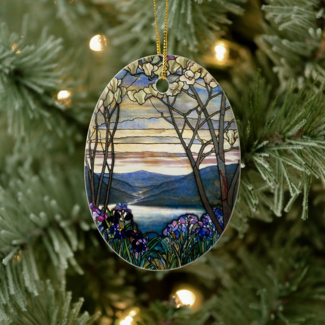 Ornamento De Cerâmica Magnolias e irrisões Janela de Vidro Estreita (Árvore)