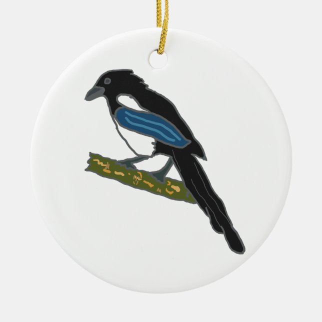 Ornamento De Cerâmica Magpie (Frente)