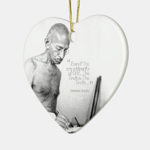 Ornamento De Cerâmica Mahatma Gandhi Citação, Minoria de Um, Verdade