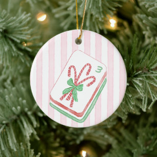 Ornamento De Cerâmica Mahj-y Natal Bastão de Doce Mahjong