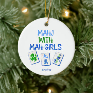 Ornamento De Cerâmica Mahjong Com as Minhas Garotas Personalizado