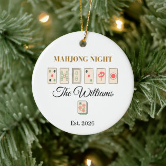 Ornamento De Cerâmica Mahjong de Natal Personalizado