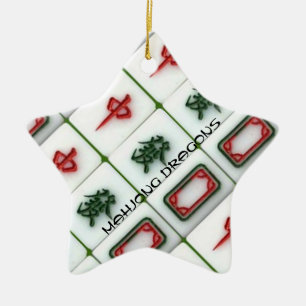 Ornamento De Cerâmica Mahjong Dragon