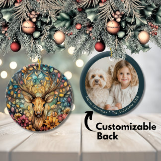 Ornamento De Cerâmica Maiestoso Reindeer Natal Personalizável O Cerâmico