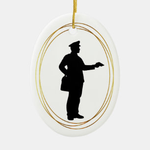Ornamento De Cerâmica Mailman Black Silhouette Christmas Ornament
