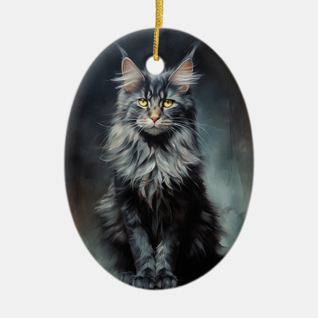 Ornamento De Cerâmica Maine Coon cat (Frente)