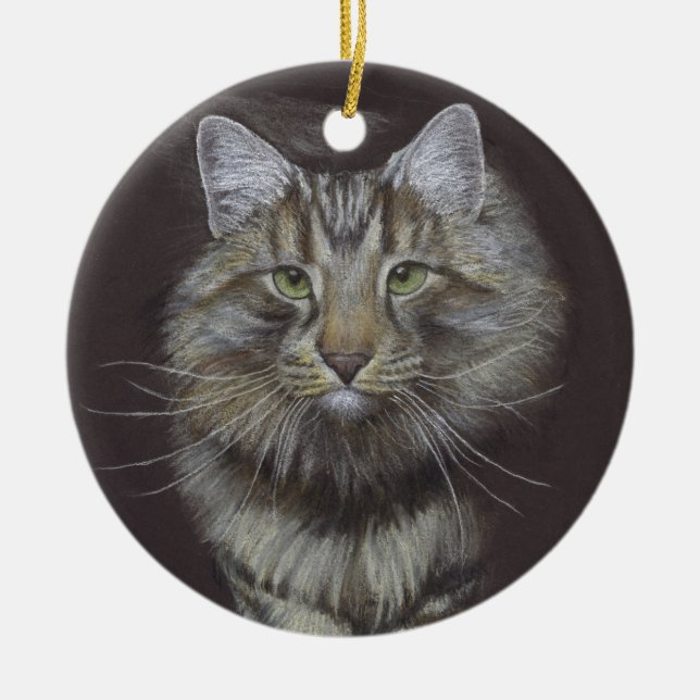 Ornamento De Cerâmica Maine Coon Cat (Frente)