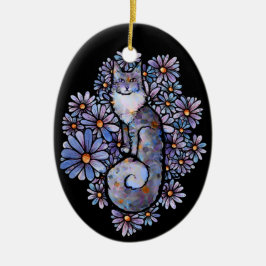 Ornamento De Cerâmica Maine Coon Dilue Calico Cat Purple