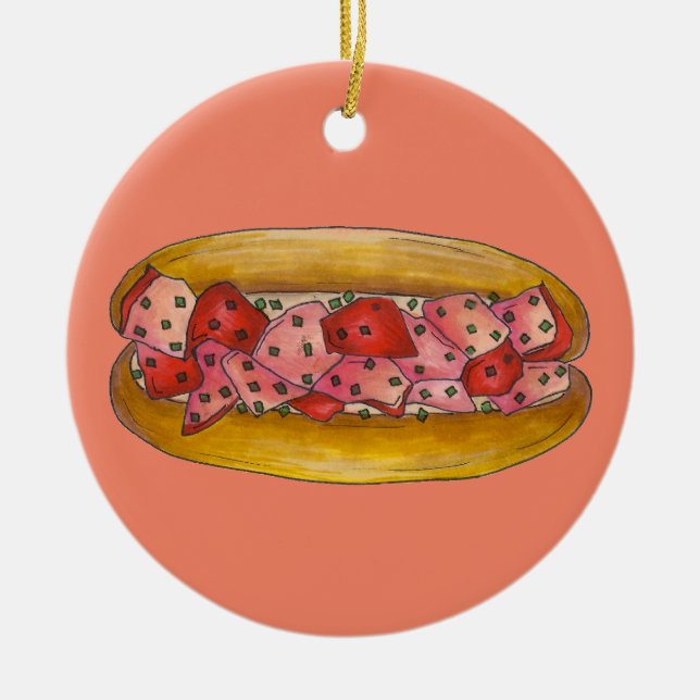 Ornamento De Cerâmica Maine Lobster Roll Sandwich Safood Foodie Gift (Frente)