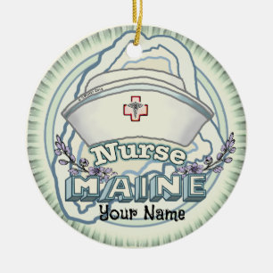 Ornamento De Cerâmica Maine Nurse