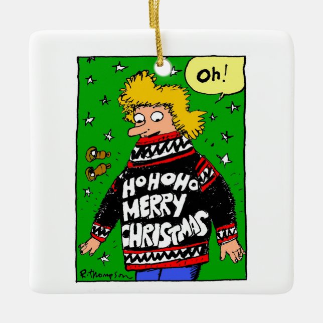 Ornamento De Cerâmica Maio todas suas camisolas do Natal sejam mornas & (Frente)