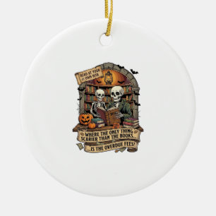 Ornamento De Cerâmica Mais Assustador Do Que Multas de Livros Atrasados 