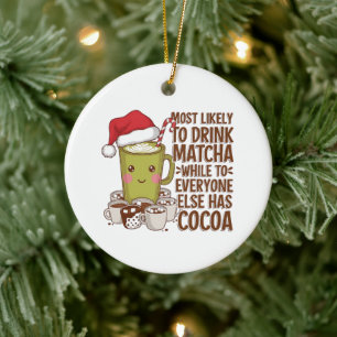Ornamento De Cerâmica Mais Propenso a Beber Matcha Enquanto Todos os Out