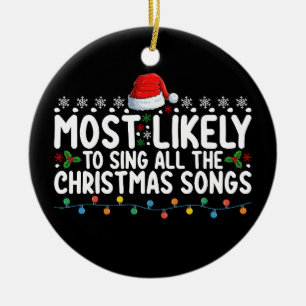 Ornamento De Cerâmica Mais Propenso a Cantar Todas as Canções de Natal
