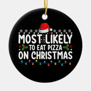 Ornamento De Cerâmica Mais Propenso a Comer Pizza nas Festas de Natal