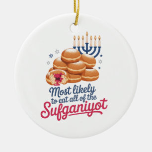 Ornamento De Cerâmica Mais Propenso a Comer Todos os Sufganiyot Hanukkah