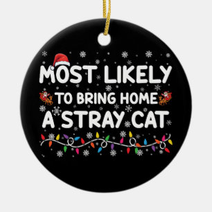 Ornamento De Cerâmica Mais Propenso a Levar para Casa um Natal de Gato d