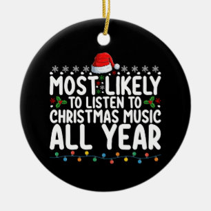 Ornamento De Cerâmica Mais Propenso a Ouvir Música de Natal o Ano Todo