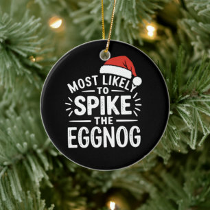 Ornamento De Cerâmica Mais Propenso a Temperar o Eggnog de Natal Corresp