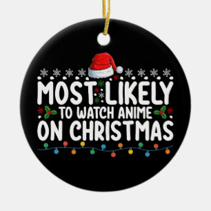 Ornamento De Cerâmica Mais Propenso a Ver Anime na Família de Natal
