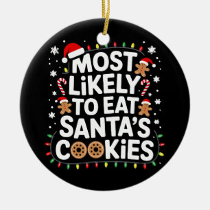 Ornamento De Cerâmica Mais Provável Para Comer O Natal Da Família Santas