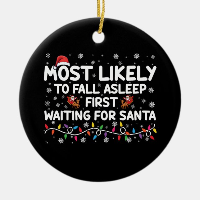 Ornamento De Cerâmica Mais Provável Para Dormir Primeira Família De Xmas (Frente)