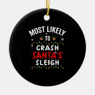 Ornamento De Cerâmica Mais Provável Para Travar Papais noeis, Sleigh, Na