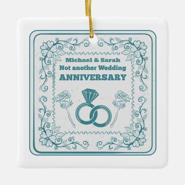 Ornamento De Cerâmica Mais um aniversário de casamento (Frente)