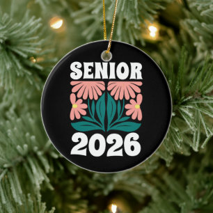 Ornamento De Cerâmica Mais velho 2026 - Graduação de Flores Personalizad