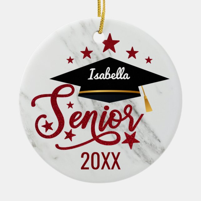 Ornamento De Cerâmica Mais velho de Graduação de Nome Personalizado Eleg (Frente)