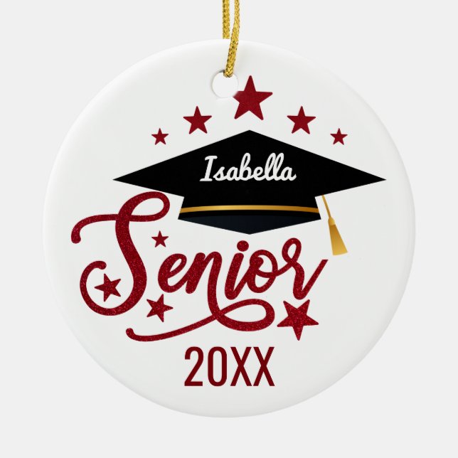 Ornamento De Cerâmica mais velho de Graduação Personalizado 2024 (Frente)