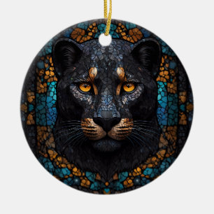 Ornamento De Cerâmica Majestade Mosaica: A Pantera Negra
