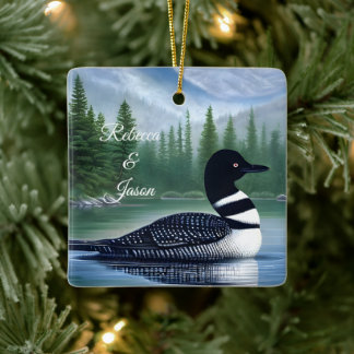 Ornamento De Cerâmica Majestade Norte Wilderness Loon
