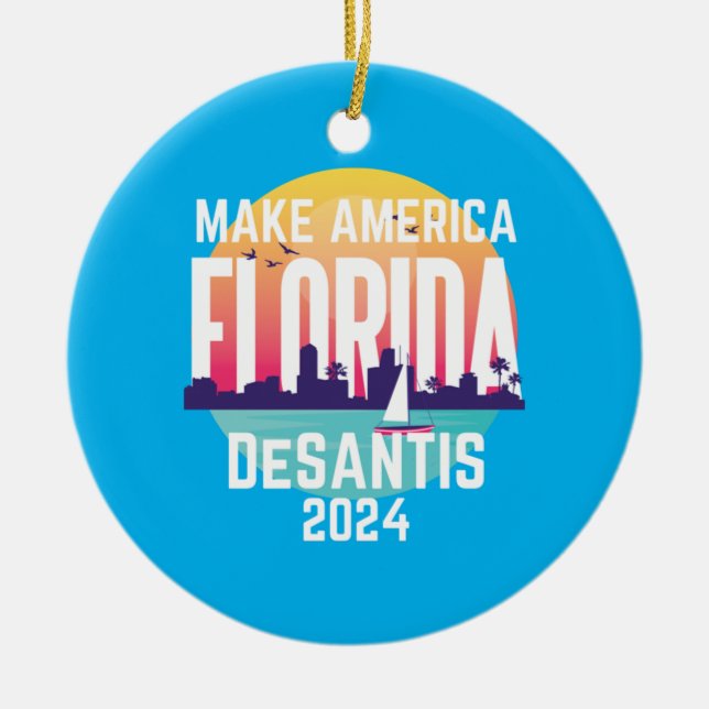 Ornamento De Cerâmica Make America Florida Ron Desantis 2024 (Frente)